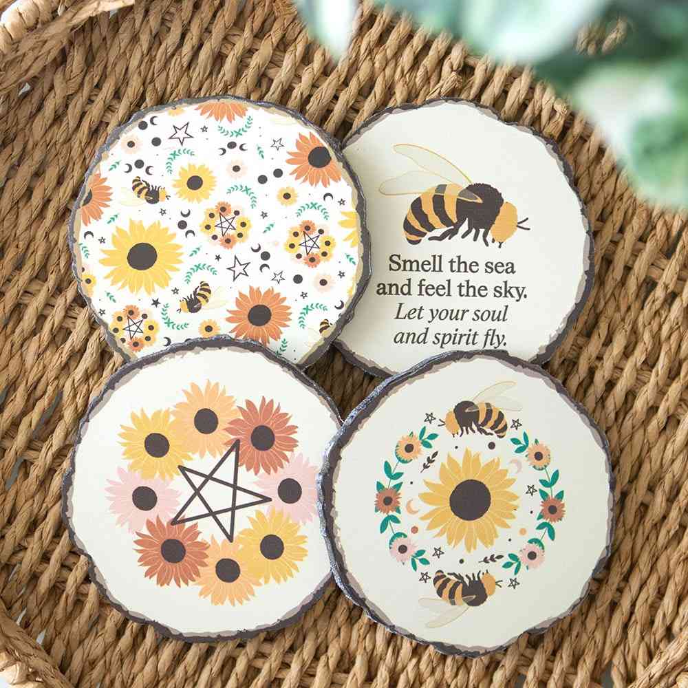 Something Different - Summer Solstice Wood Slice Coaster Set - Multicolours